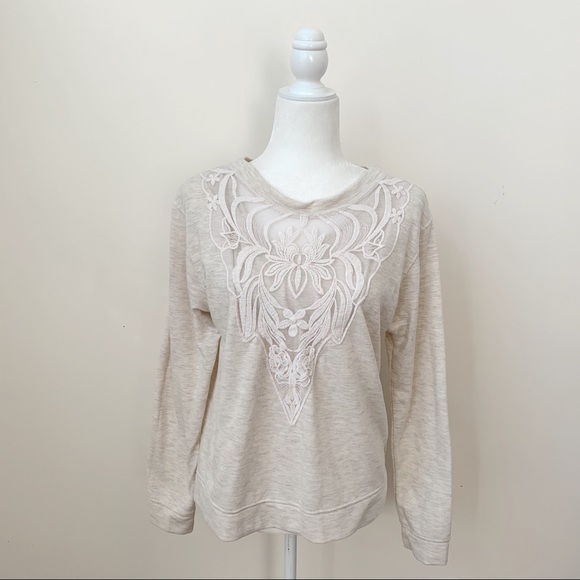 Knox Rose Semi Sheer Crochet Pullover Sweater - Picture 1 of 7
